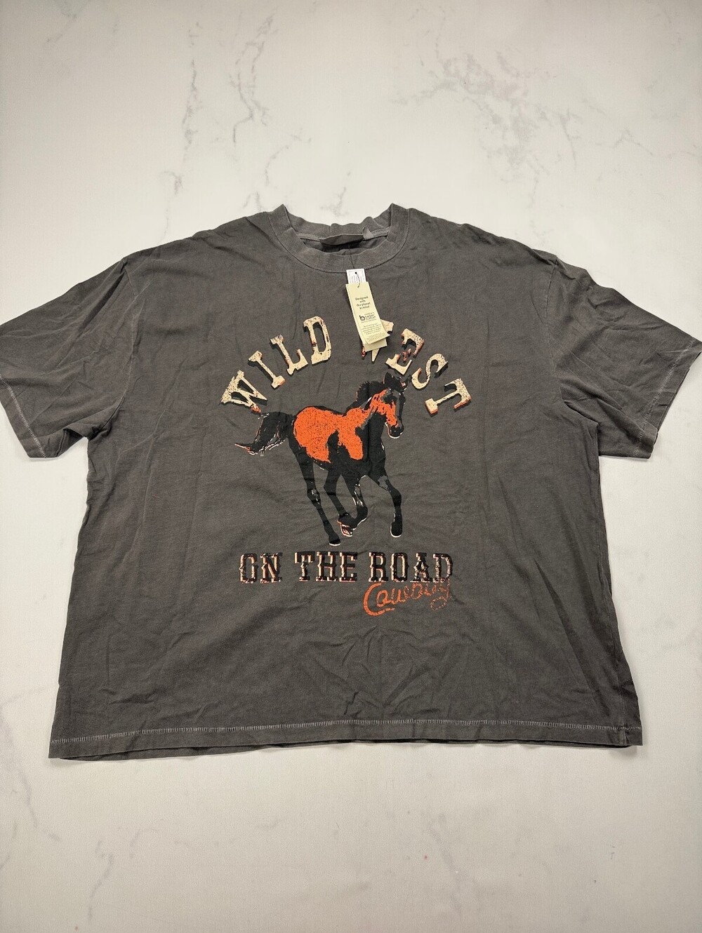 No Boundaries Wild East Graphic Tee Gray 90s VTG Statement Piece - Mens XL